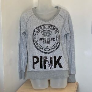 PINK by Victoria Secret V-neck Gray Sweatshirt